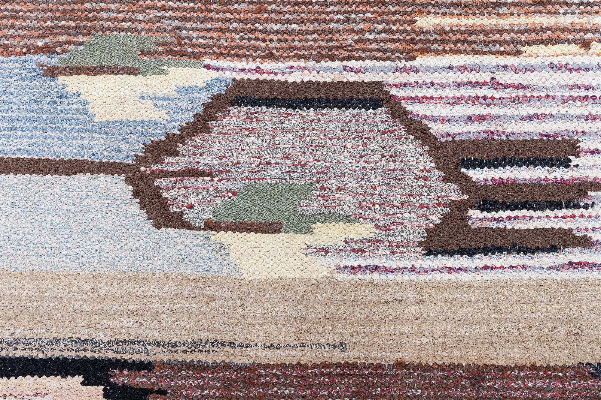 Vintage Scandinavian Abstract Cream Beige Flatweave Wool Rug BB9122 Vintage Scandinavian Abstract Cream Beige Flatweave Wool Rug BB9122