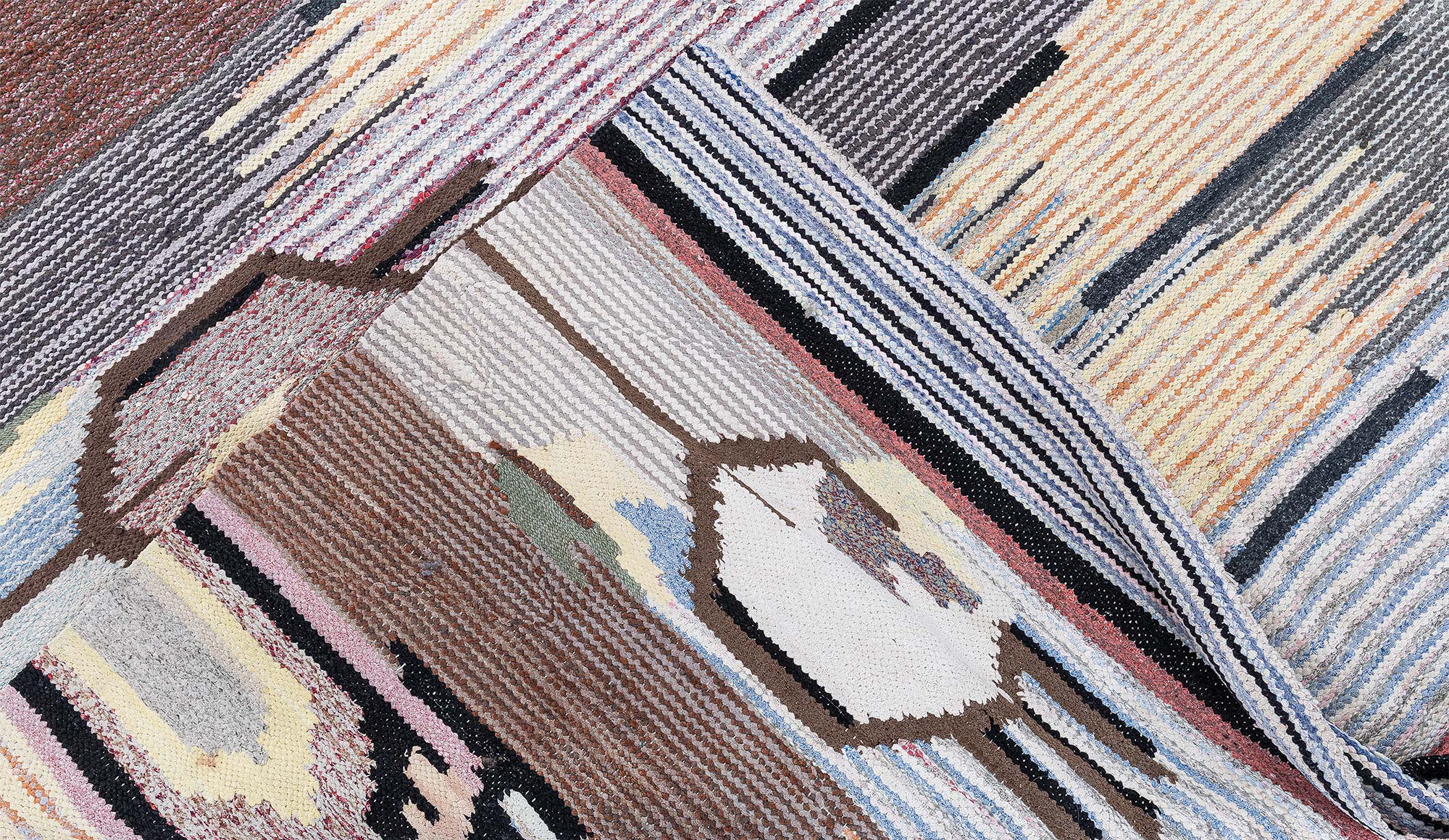 Vintage Scandinavian Abstract Cream Beige Flatweave Wool Rug BB9122 Vintage Scandinavian Abstract Cream Beige Flatweave Wool Rug BB9122