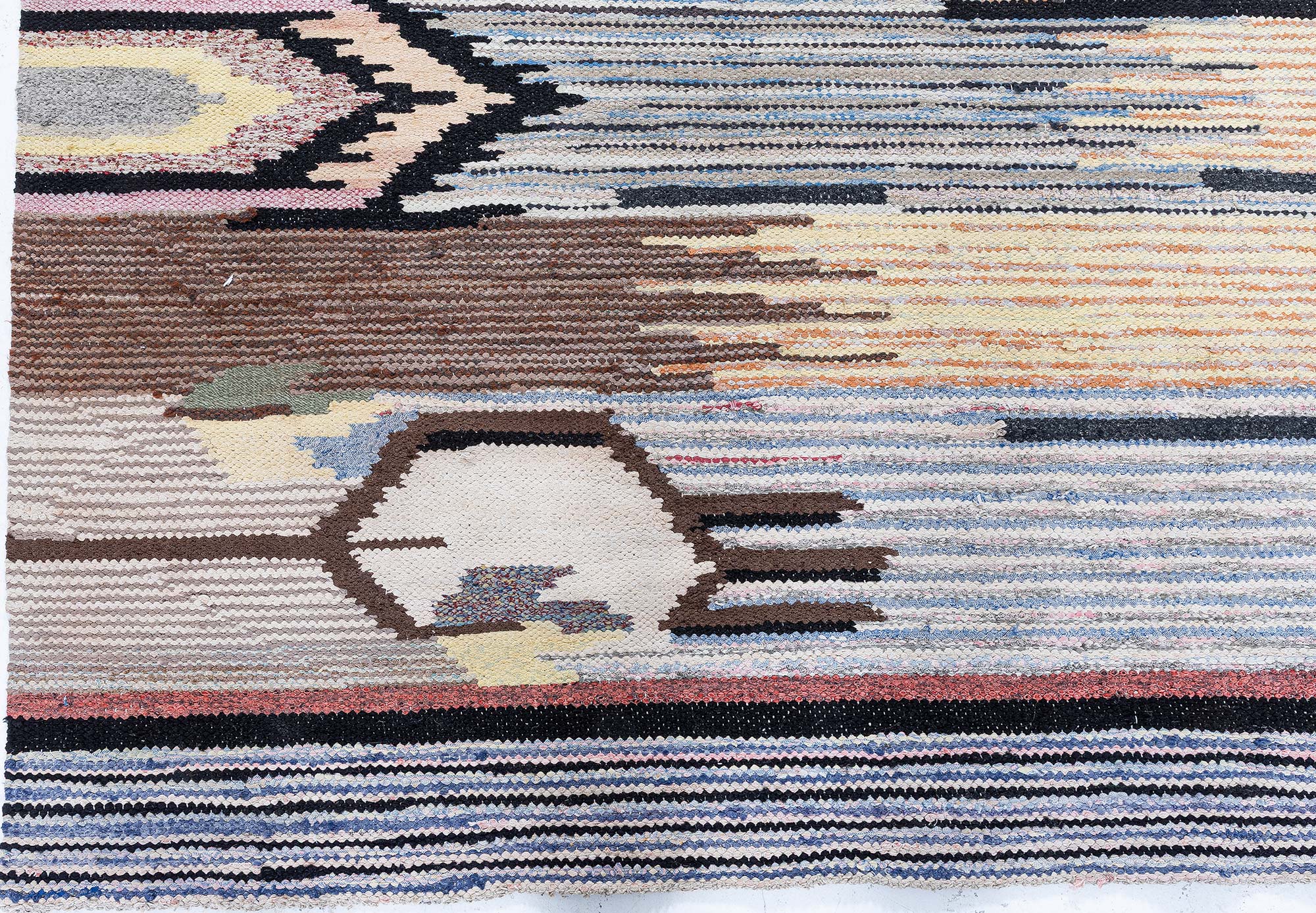Vintage Scandinavian Abstract Cream Beige Flatweave Wool Rug BB9122 Vintage Scandinavian Abstract Cream Beige Flatweave Wool Rug BB9122