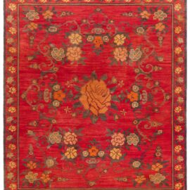 Antique Bessarabian Russian Floral Allover Flatweave Wool Rug In Crimson – Circa 1920 BB9116