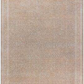 Antique Tabriz Persian Allover Floral Warm Tan With Light Beige Hand-Knotted Wool Rug – Circa 1920 BB9100