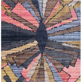 Contemporary Abstract Slate Gray Hand-Knotted Wool Rug “Sauron” N13018
