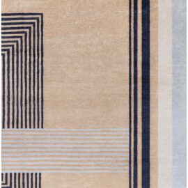 Contemporary Art Deco Geometric Wool Rug in Neutral Tones N13020