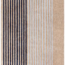 Contemporary Art Deco-Inspired Geometric Warm Tan Hand-Knotted Wool Carpet N13022