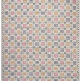 Geometric Modern Four-Leaf Motif Light Gray Handmade Rug “Quadraflora” N13039