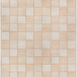 “Carre” Modern Geometric Grid Soft Beige And Pale Sand Hand-Knotted Wool Oversized Rug N13016