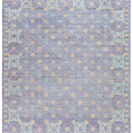 Modern Geometric Polka Dot Slate Gray Handmade Wool Rug “Polaris” N13033