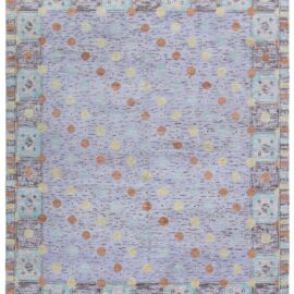 Modern Hand-Knotted “Polka Dot” Dark Gray Handmade Wool Rug N13034