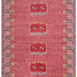 “Vermilattice” Contemporary Scandinavian Geometric Lattice Ivory Hand-Knotted Wool Rug N13032