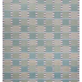 Scandinavian Pastel Check Cream Beige Flatweave Rug N13029