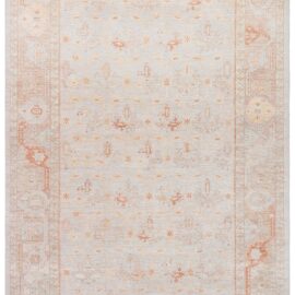 Traditional Rug Antique-Inspired Floral Sunburst Medallion Soft Beige Hand-Knotted Wool “Dawnlight” N13015