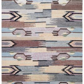 Vintage Scandinavian Abstract Cream Beige Flatweave Wool Rug BB9122