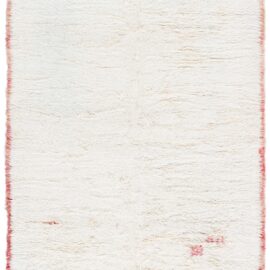 Mid-Century Vintage Moroccan Tribal Cream Hand-Knotted Wool Rug BB9114