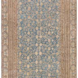 Vintage Samarkand Floral Light Beige Hand-Knotted Wool Rug Pomegranate Design BB9102