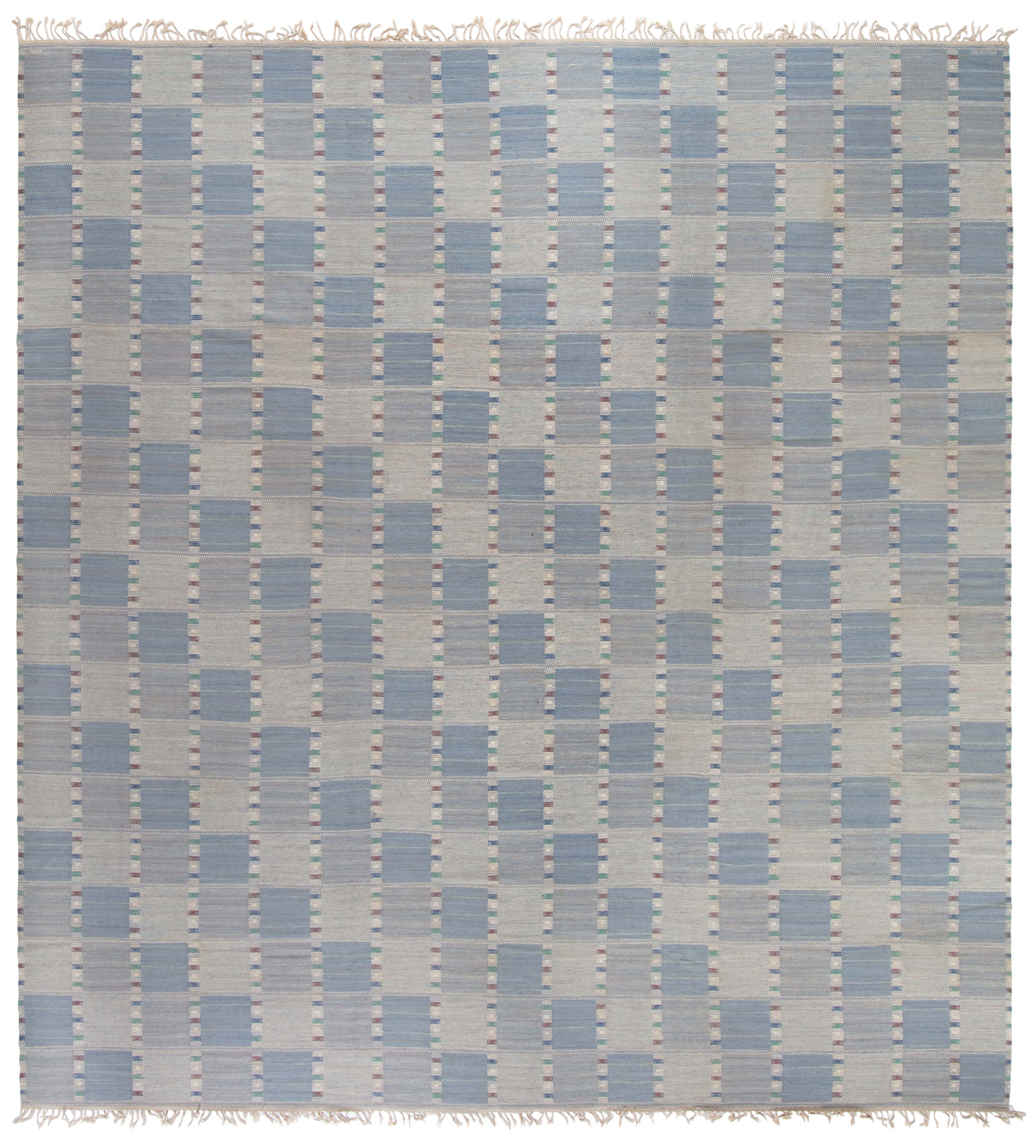 Vintage 1940s Swedish Flat-Weave Rug by Barbro Nilsson, Signed MMF ...