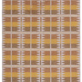 Vintage Scandinavian Geometric Flatweave Wool Rug In Warm Tan BB9123