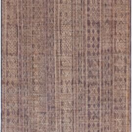 Moroccan Vintage Geometric Warm Tan Hand-Knotted Wool Carpet Reed And Leather Tuareg BB9111