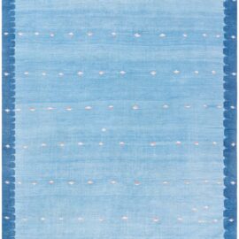 Indian Dhurrie Vintage Geometric Light Blue Flatweave Cotton Carpet BB9169