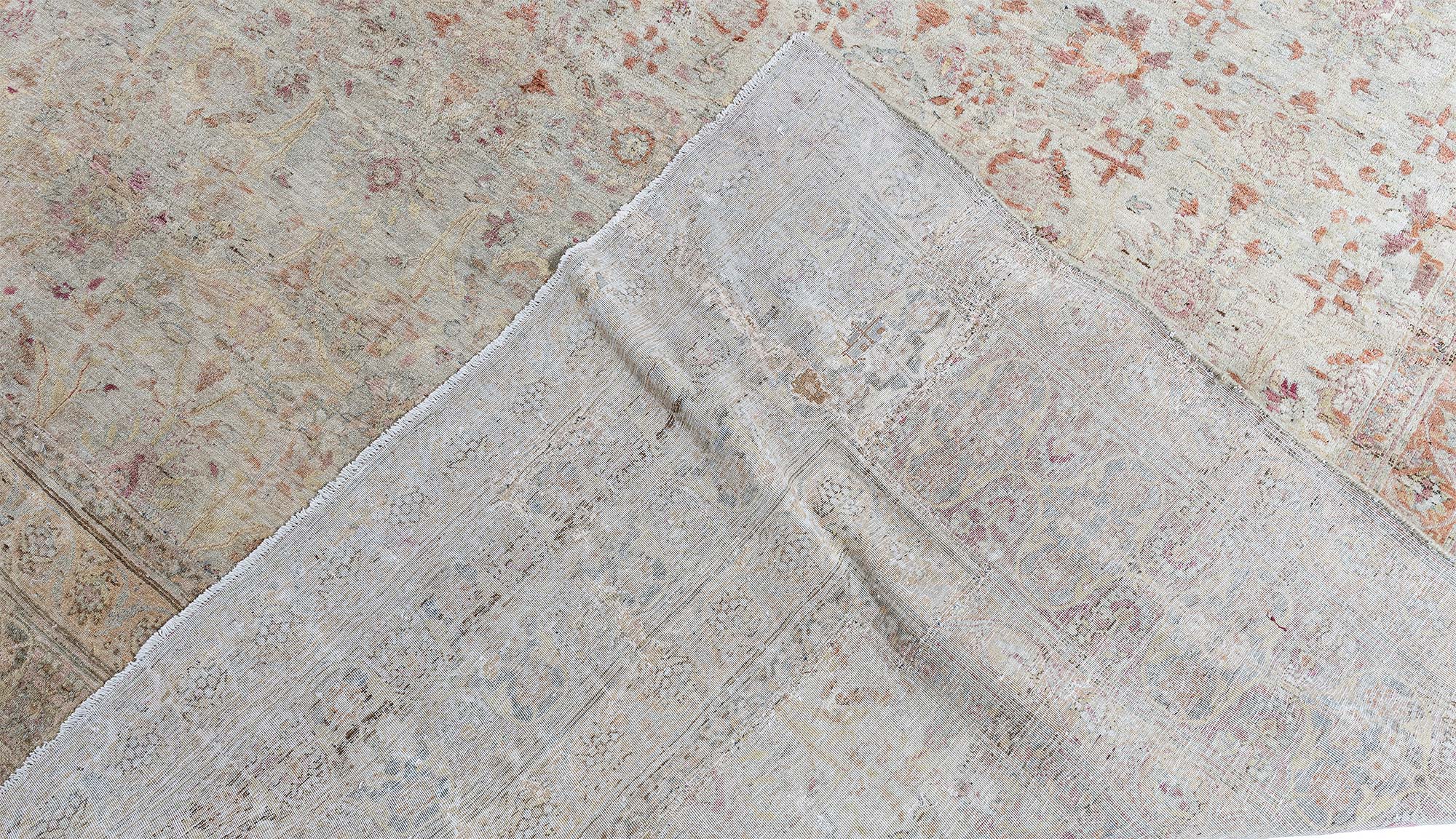 Antique Kirman Persian Floral Allover Oversized Pale Sand Hand-Knotted Wool Rug – Circa 1900 (Size Adjusted) BB9170 Antique Kirman Persian Floral Allover Oversized Pale Sand Hand-Knotted Wool Rug – Circa 1900 (Size Adjusted) BB9170