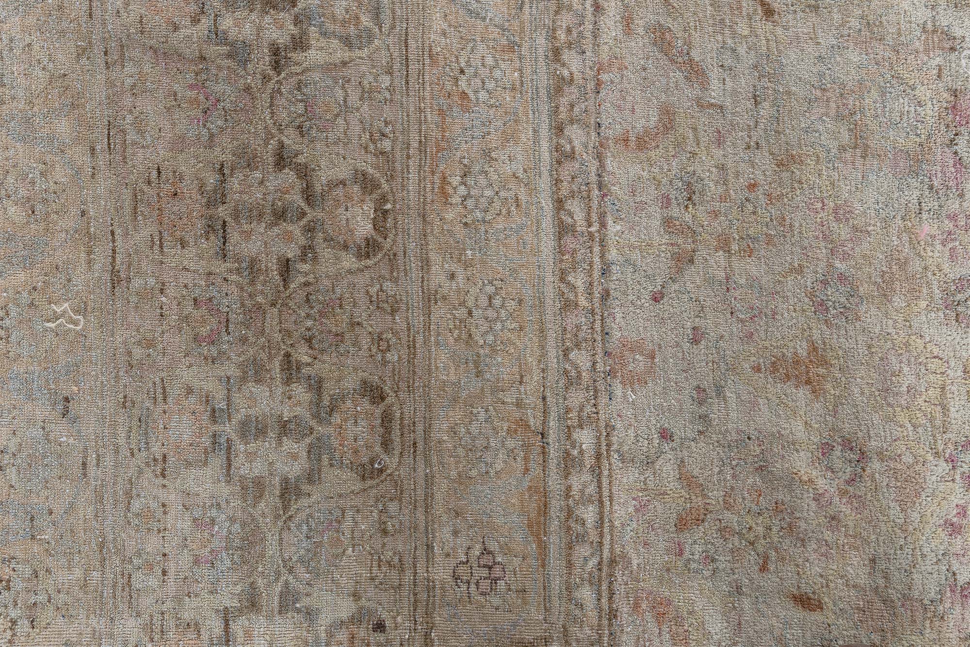 Antique Kirman Persian Floral Allover Oversized Pale Sand Hand-Knotted Wool Rug – Circa 1900 (Size Adjusted) BB9170 Antique Kirman Persian Floral Allover Oversized Pale Sand Hand-Knotted Wool Rug – Circa 1900 (Size Adjusted) BB9170