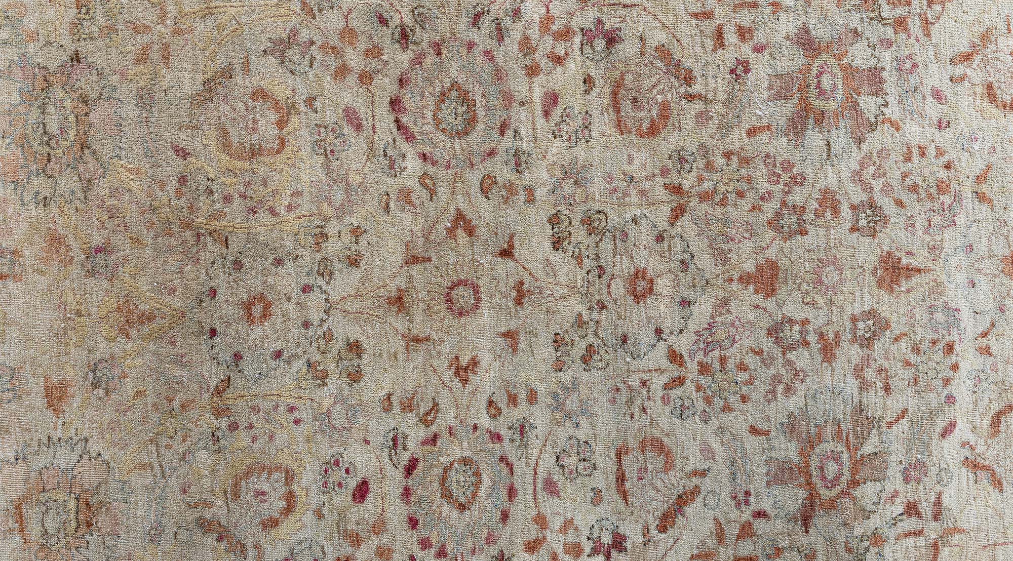 Antique Kirman Persian Floral Allover Oversized Pale Sand Hand-Knotted Wool Rug – Circa 1900 (Size Adjusted) BB9170 Antique Kirman Persian Floral Allover Oversized Pale Sand Hand-Knotted Wool Rug – Circa 1900 (Size Adjusted) BB9170