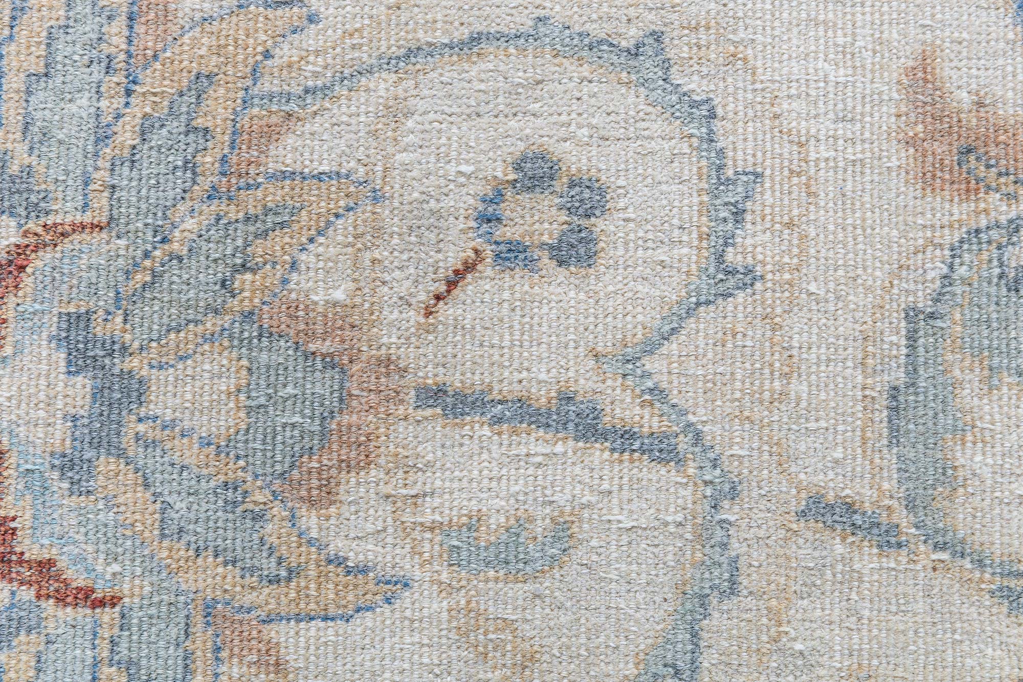 Antique Kashan Persian Allover Floral Soft White Hand-Knotted Wool Carpet – Circa 1930 BB9172 Antique Kashan Persian Allover Floral Soft White Hand-Knotted Wool Carpet – Circa 1930 BB9172