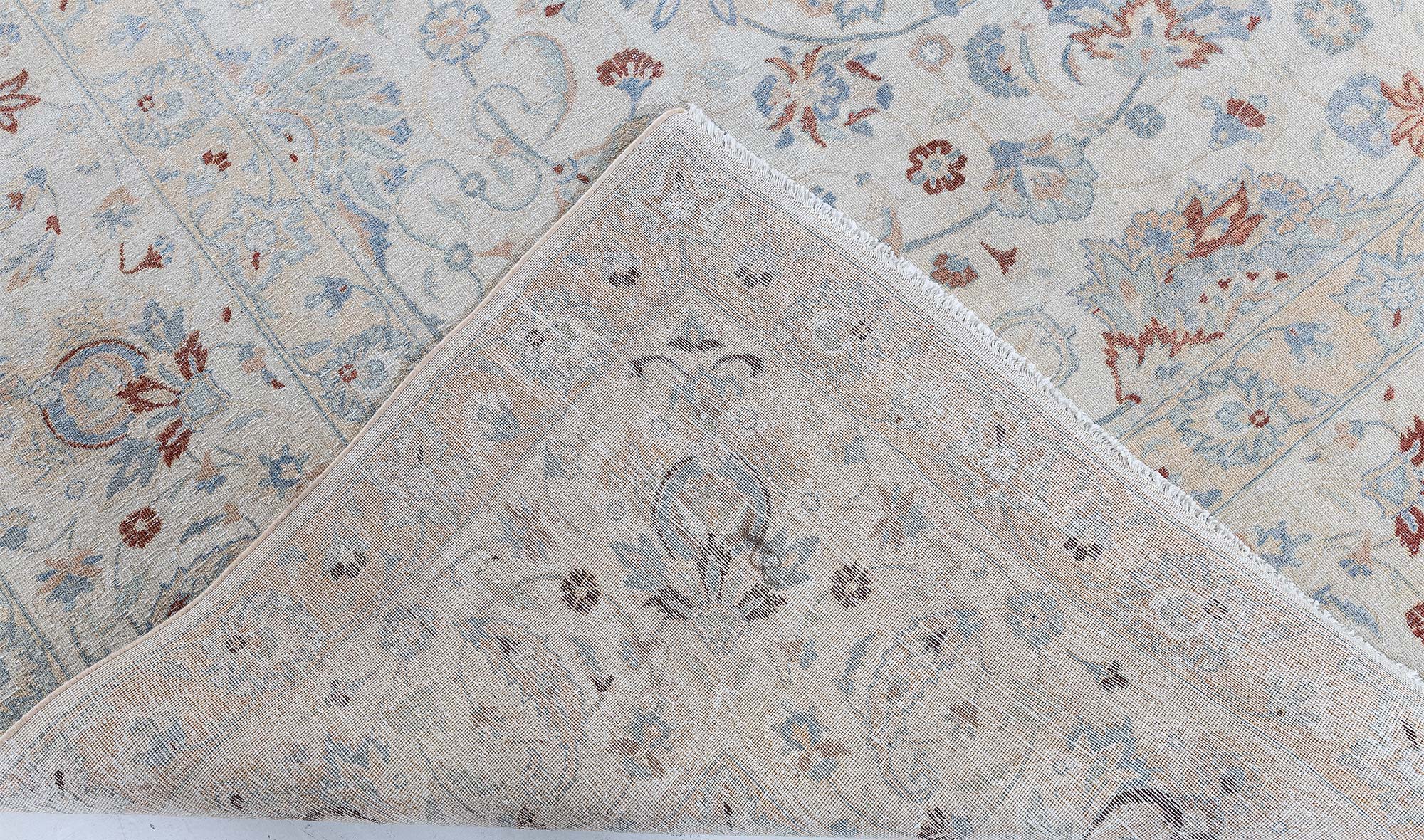 Antique Kashan Persian Allover Floral Soft White Hand-Knotted Wool Carpet – Circa 1930 BB9172 Antique Kashan Persian Allover Floral Soft White Hand-Knotted Wool Carpet – Circa 1930 BB9172