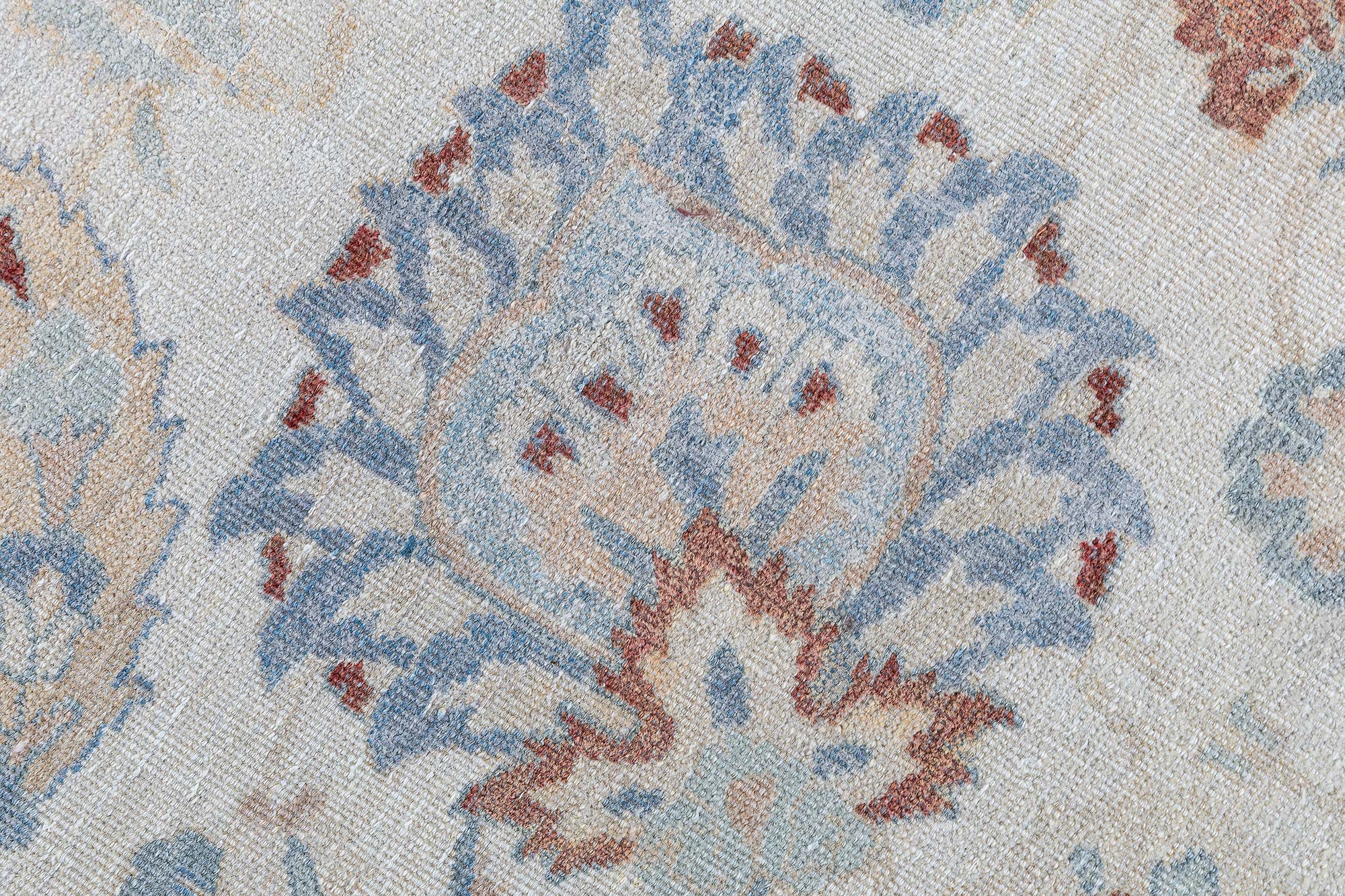 Antique Kashan Persian Allover Floral Soft White Hand-Knotted Wool Carpet – Circa 1930 BB9172 Antique Kashan Persian Allover Floral Soft White Hand-Knotted Wool Carpet – Circa 1930 BB9172