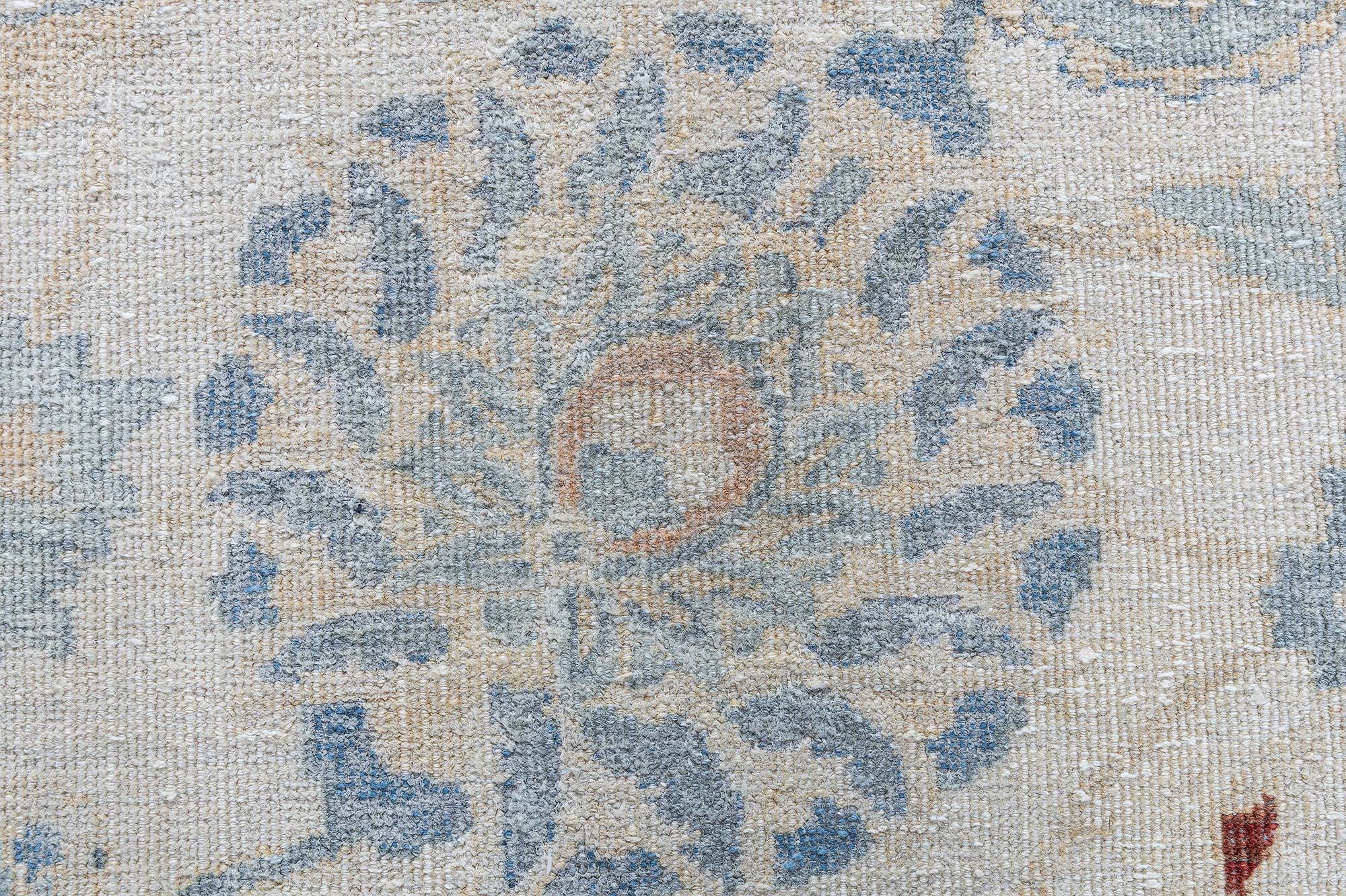 Antique Kashan Persian Allover Floral Soft White Hand-Knotted Wool Carpet – Circa 1930 BB9172 Antique Kashan Persian Allover Floral Soft White Hand-Knotted Wool Carpet – Circa 1930 BB9172