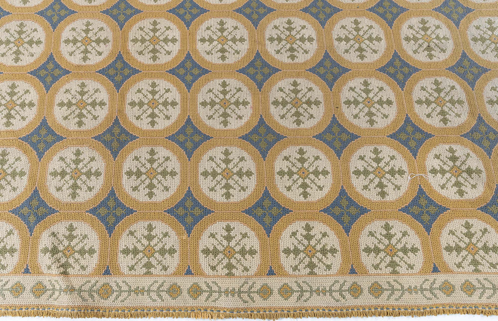 Antique Allover Floral Soft Beige Needlework Rug – Circa 1940 Portuguese BB9174 Antique Allover Floral Soft Beige Needlework Rug – Circa 1940 Portuguese BB9174