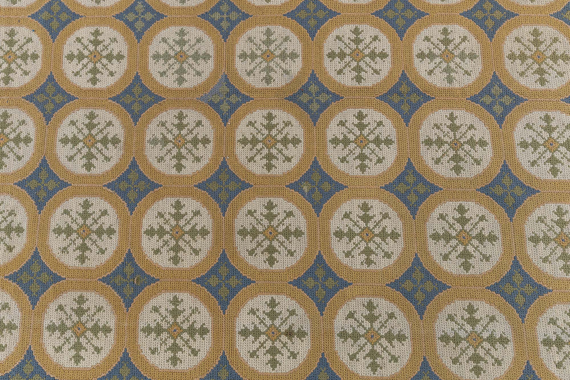 Antique Allover Floral Soft Beige Needlework Rug – Circa 1940 Portuguese BB9174 Antique Allover Floral Soft Beige Needlework Rug – Circa 1940 Portuguese BB9174
