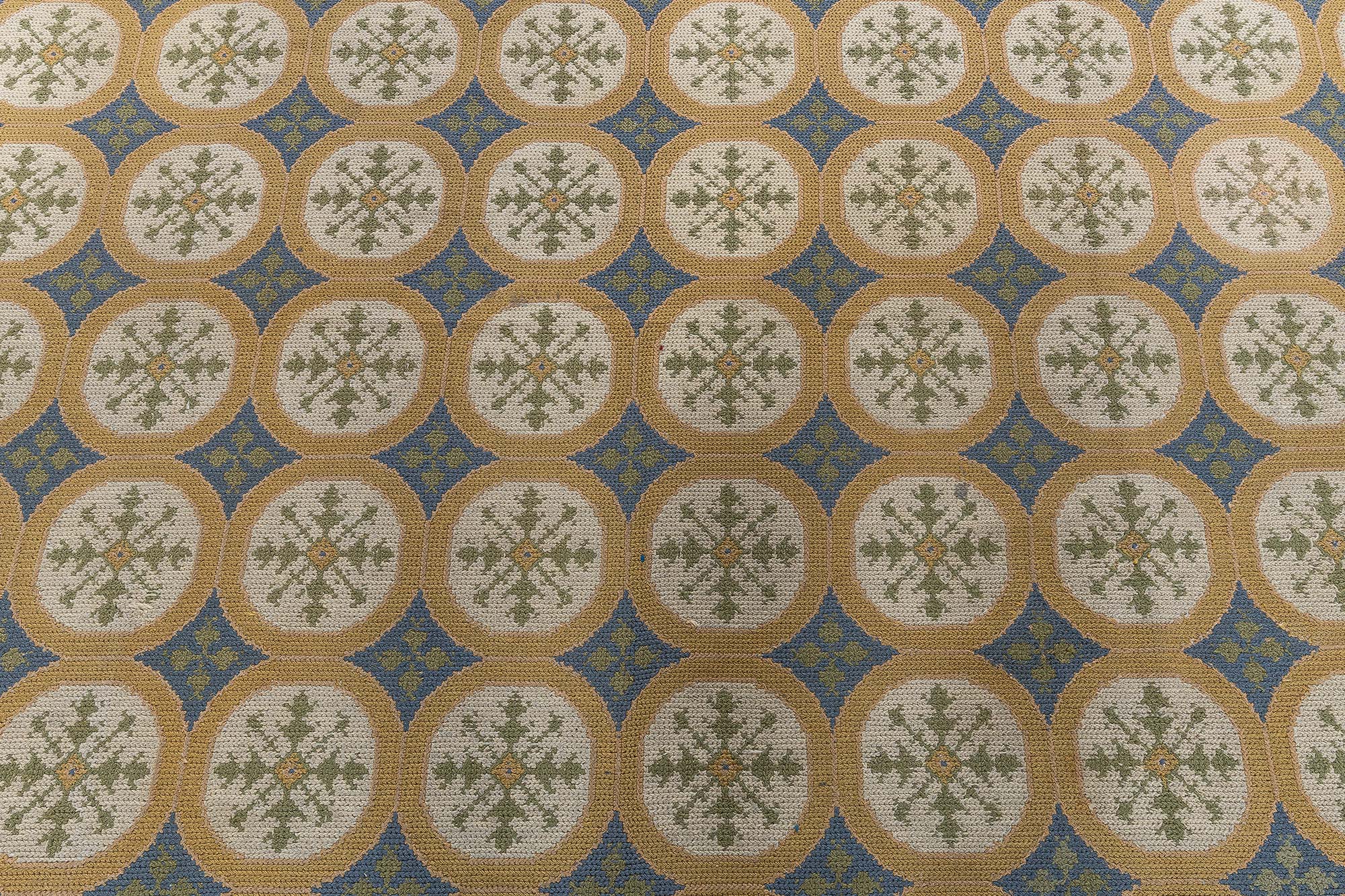 Antique Allover Floral Soft Beige Needlework Rug – Circa 1940 Portuguese BB9174 Antique Allover Floral Soft Beige Needlework Rug – Circa 1940 Portuguese BB9174