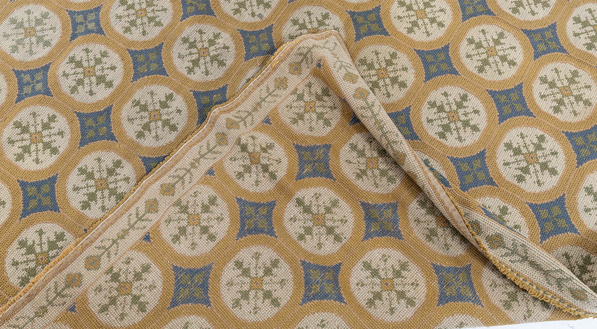 Antique Allover Floral Soft Beige Needlework Rug – Circa 1940 Portuguese BB9174 Antique Allover Floral Soft Beige Needlework Rug – Circa 1940 Portuguese BB9174