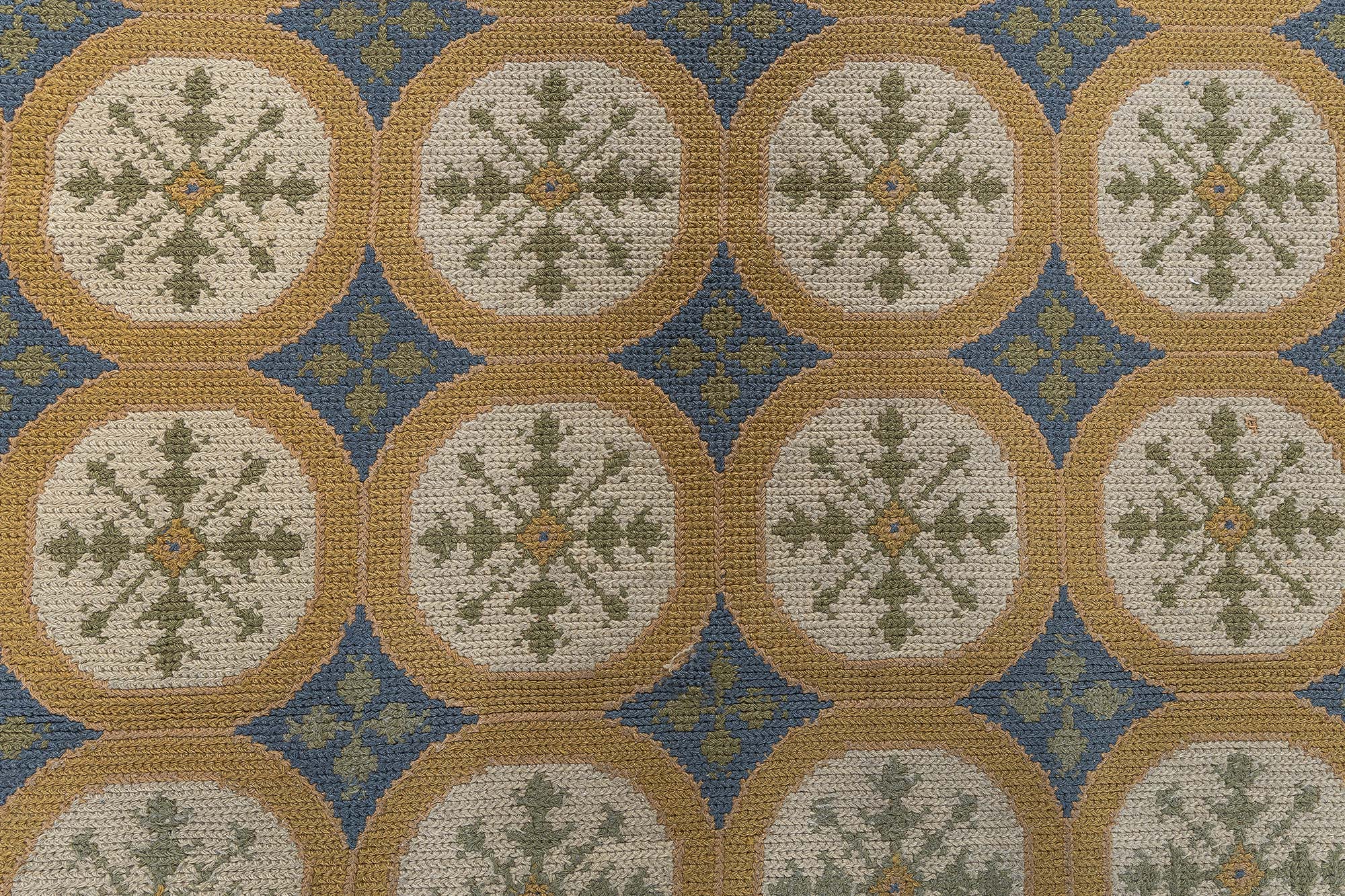 Antique Allover Floral Soft Beige Needlework Rug – Circa 1940 Portuguese BB9174 Antique Allover Floral Soft Beige Needlework Rug – Circa 1940 Portuguese BB9174