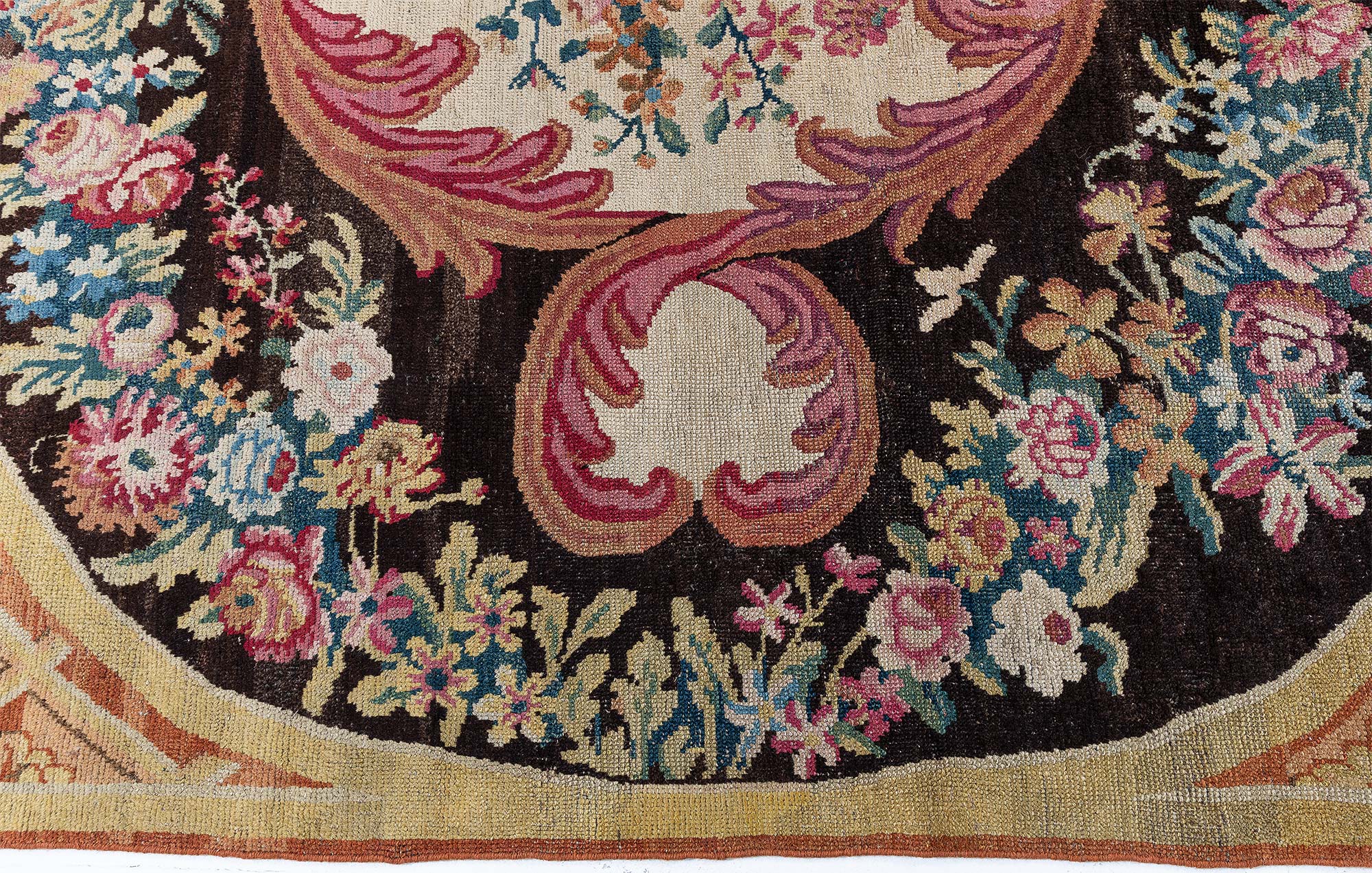 Antique Savonnerie French Medallion Floral Cream Hand-Knotted Wool Rug – Circa 1800 (Size Adjusted) BB9175 Antique Savonnerie French Medallion Floral Cream Hand-Knotted Wool Rug – Circa 1800 (Size Adjusted) BB9175