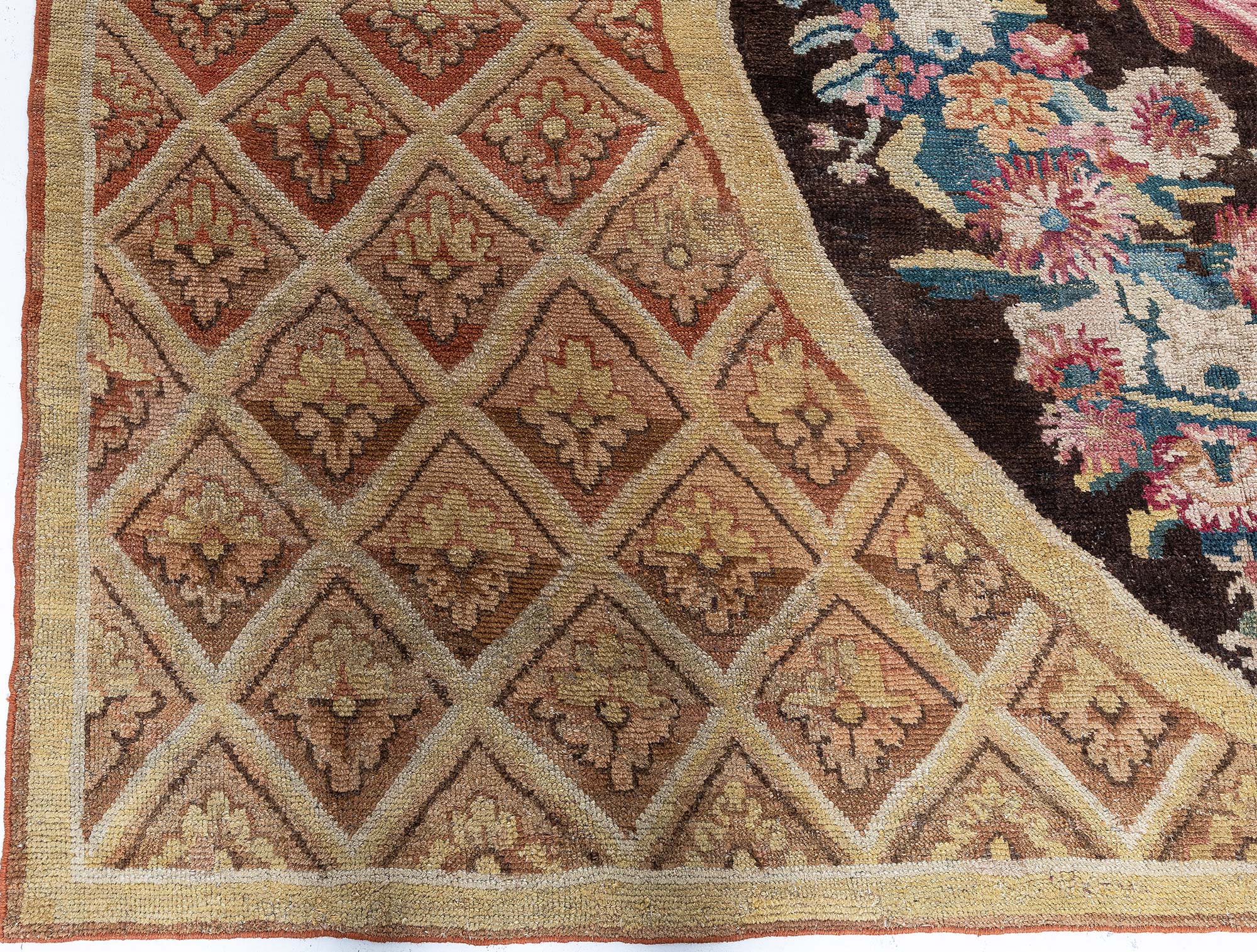 Antique Savonnerie French Medallion Floral Cream Hand-Knotted Wool Rug – Circa 1800 (Size Adjusted) BB9175 Antique Savonnerie French Medallion Floral Cream Hand-Knotted Wool Rug – Circa 1800 (Size Adjusted) BB9175