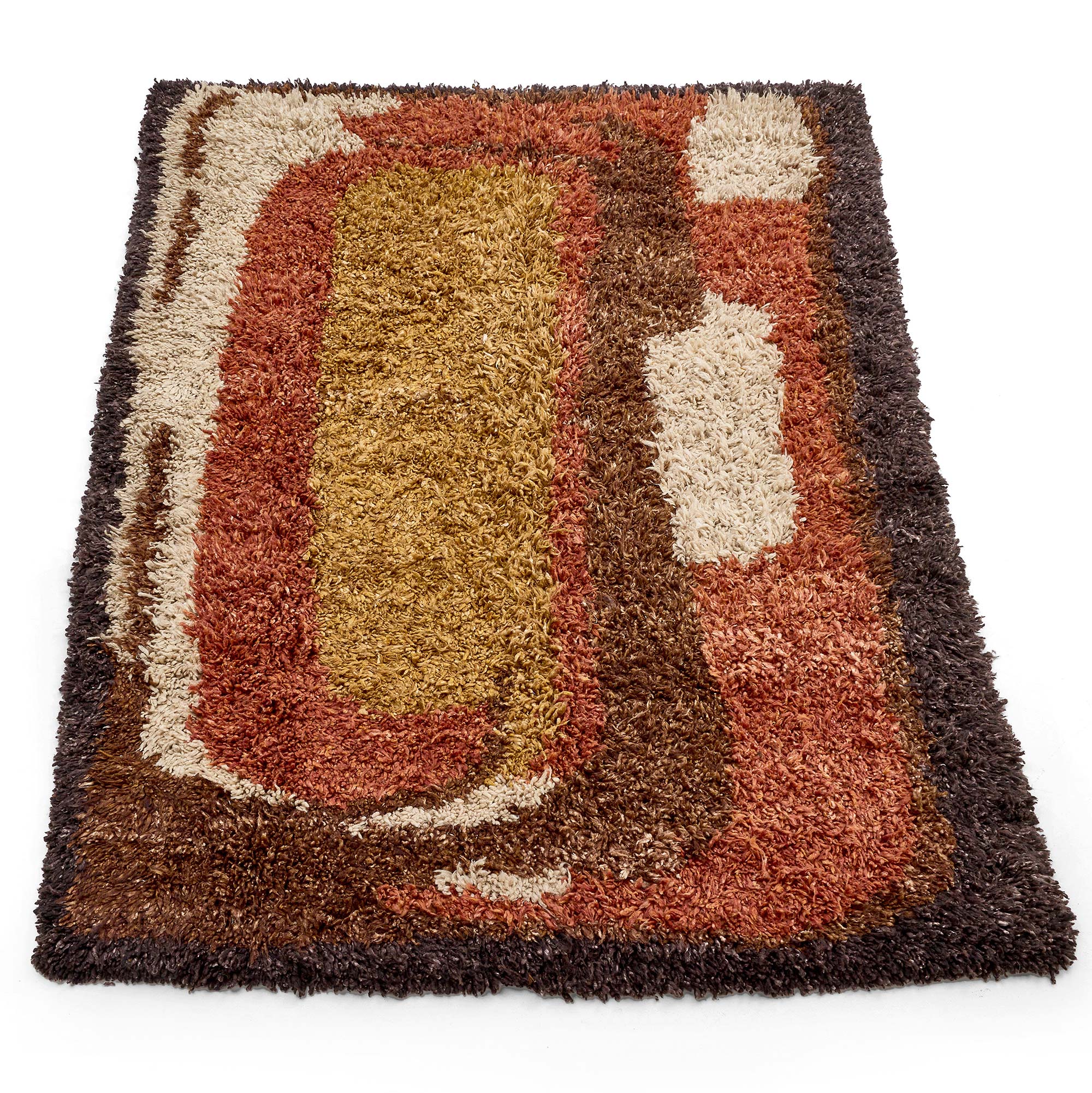 Mid-Century Swedish Abstract Warm Tan Hand-Knotted Wool Carpet By Ingrid Marie BB9177 Mid-Century Swedish Abstract Warm Tan Hand-Knotted Wool Carpet By Ingrid Marie BB9177
