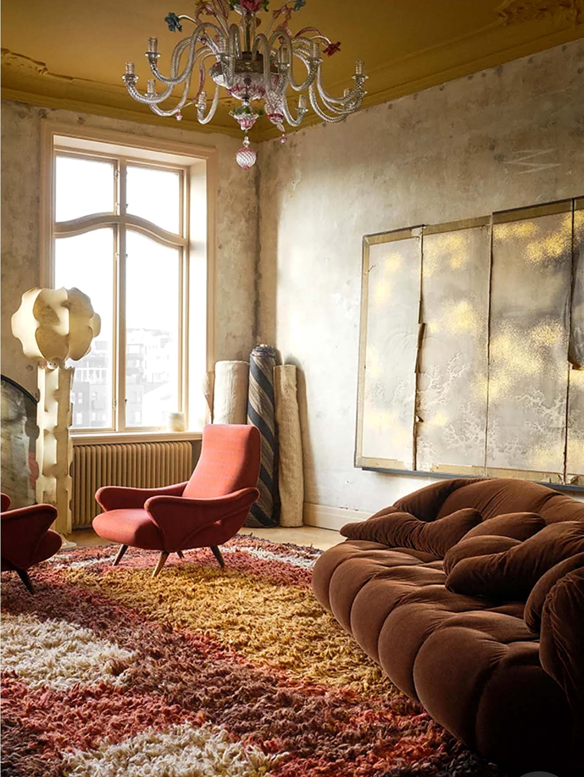 Mid-Century Swedish Abstract Warm Tan Hand-Knotted Wool Carpet By Ingrid Marie BB9177 Mid-Century Swedish Abstract Warm Tan Hand-Knotted Wool Carpet By Ingrid Marie BB9177