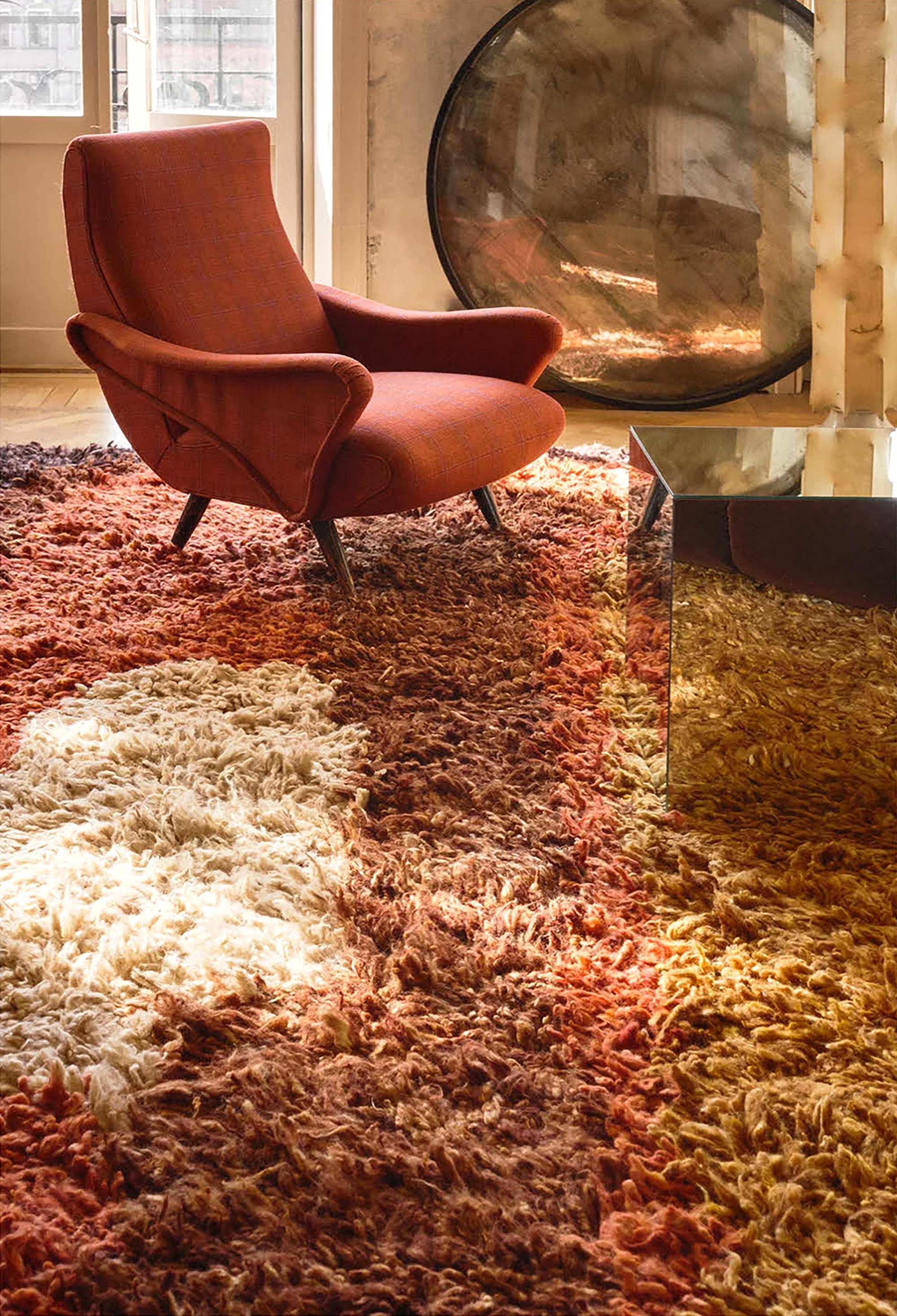 Mid-Century Swedish Abstract Warm Tan Hand-Knotted Wool Carpet By Ingrid Marie BB9177 Mid-Century Swedish Abstract Warm Tan Hand-Knotted Wool Carpet By Ingrid Marie BB9177