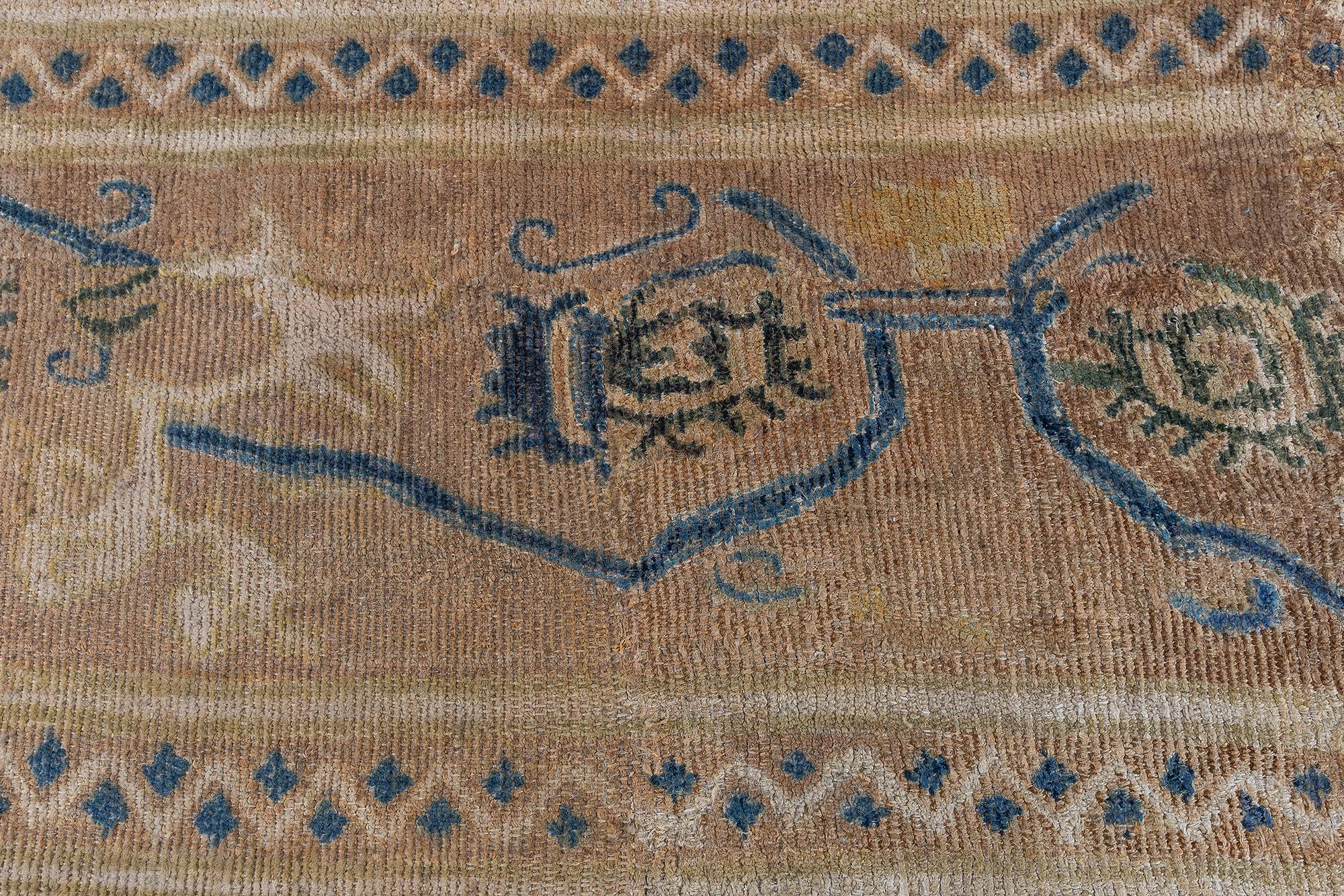 Antique Allover Geometric Oversized Warm Tan Hand-Knotted Wool Rug – Circa 1650 (Size Adjusted) Spanish Cuenca BB9179 Antique Allover Geometric Oversized Warm Tan Hand-Knotted Wool Rug – Circa 1650 (Size Adjusted) Spanish Cuenca BB9179