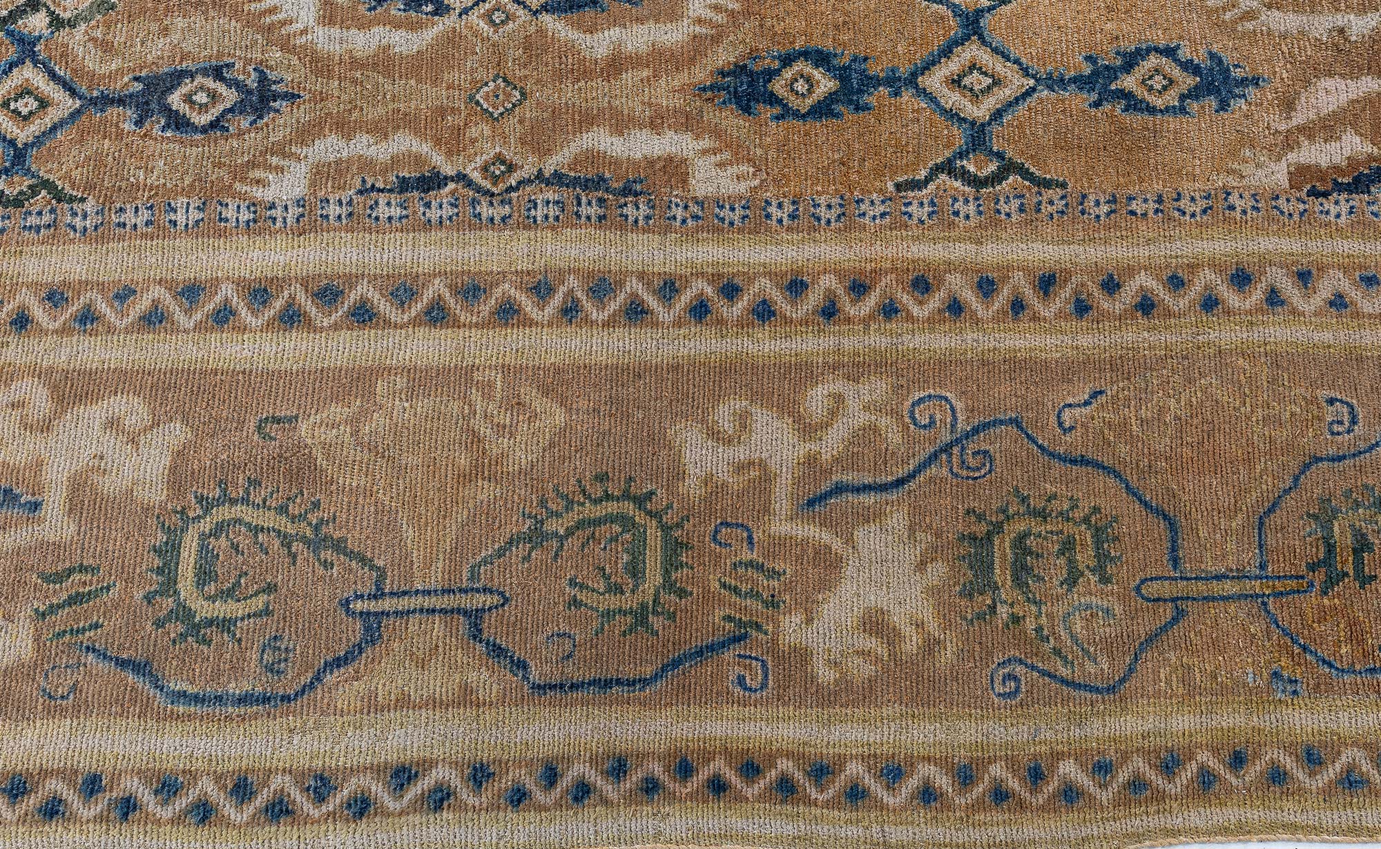 Antique Allover Geometric Oversized Warm Tan Hand-Knotted Wool Rug – Circa 1650 (Size Adjusted) Spanish Cuenca BB9179 Antique Allover Geometric Oversized Warm Tan Hand-Knotted Wool Rug – Circa 1650 (Size Adjusted) Spanish Cuenca BB9179