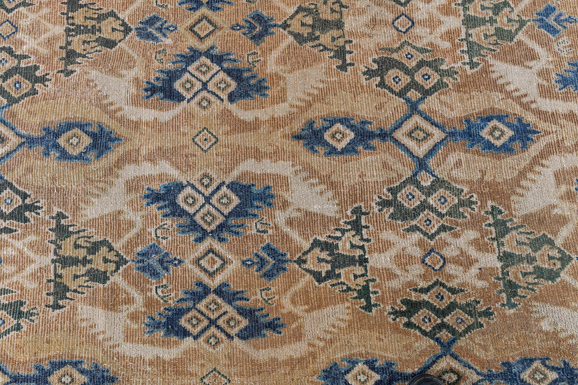 Antique Allover Geometric Oversized Warm Tan Hand-Knotted Wool Rug – Circa 1650 (Size Adjusted) Spanish Cuenca BB9179 Antique Allover Geometric Oversized Warm Tan Hand-Knotted Wool Rug – Circa 1650 (Size Adjusted) Spanish Cuenca BB9179
