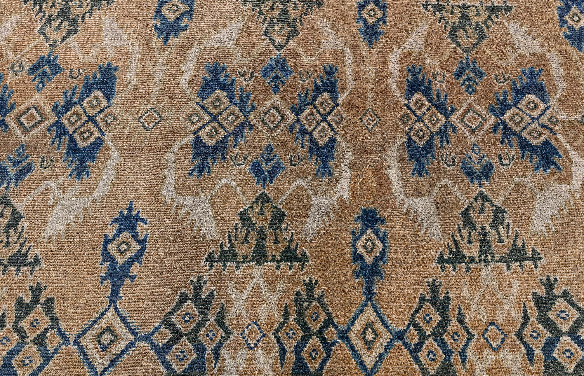 Antique Allover Geometric Oversized Warm Tan Hand-Knotted Wool Rug – Circa 1650 (Size Adjusted) Spanish Cuenca BB9179 Antique Allover Geometric Oversized Warm Tan Hand-Knotted Wool Rug – Circa 1650 (Size Adjusted) Spanish Cuenca BB9179