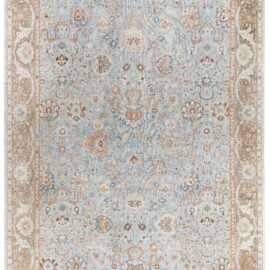 Antique Indian Floral Light Blue Hand-Knotted Wool Rug (Size Adjusted) BB9178