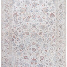 Antique Kashan Persian Allover Floral Soft White Hand-Knotted Wool Carpet – Circa 1930 BB9172