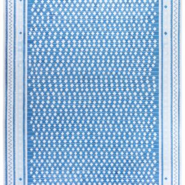 Dhurrie Geometric Diamond White And Light Blue Handmade Carpet “Diamantine” N13038