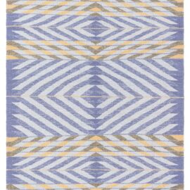 Rhythmic Chevron Diamond Light Gray Flatweave Wool Rug “Lavender Echo” N13046