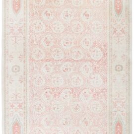 “Peachani” Traditional Modern Oushak Floral Cream Hand-Knotted Wool Carpet N13051