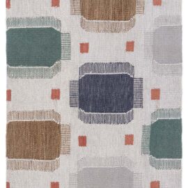 Modern Flatweave Geometric Soft White Handmade Wool Runner “polar Prism” N13047
