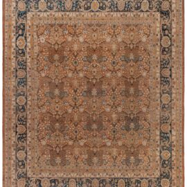 Traditional Rug Floral-Inspired Tabriz Floral Warm Tan Handmade Wool N13049